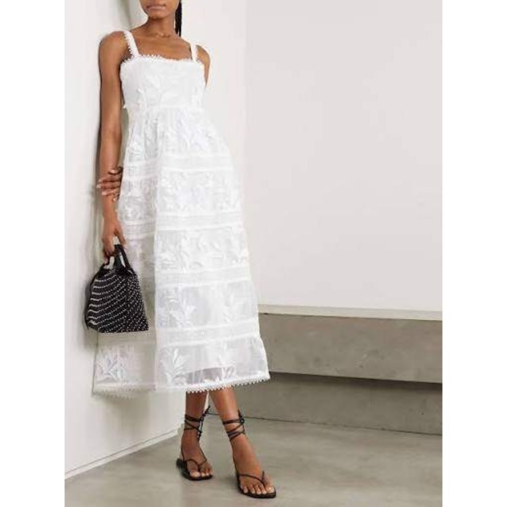 Waimari Paradisia lace midi dress size L NWT white resort boho bridal‎ chic $575